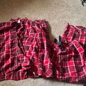 Victoria’s Secret red plaid two piece pajama pj set cozy